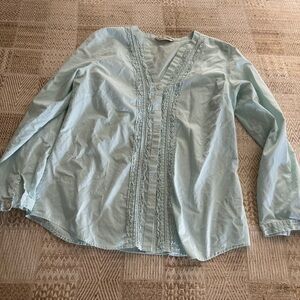 Orvis Ruffle Front Long Sleeve Blouse